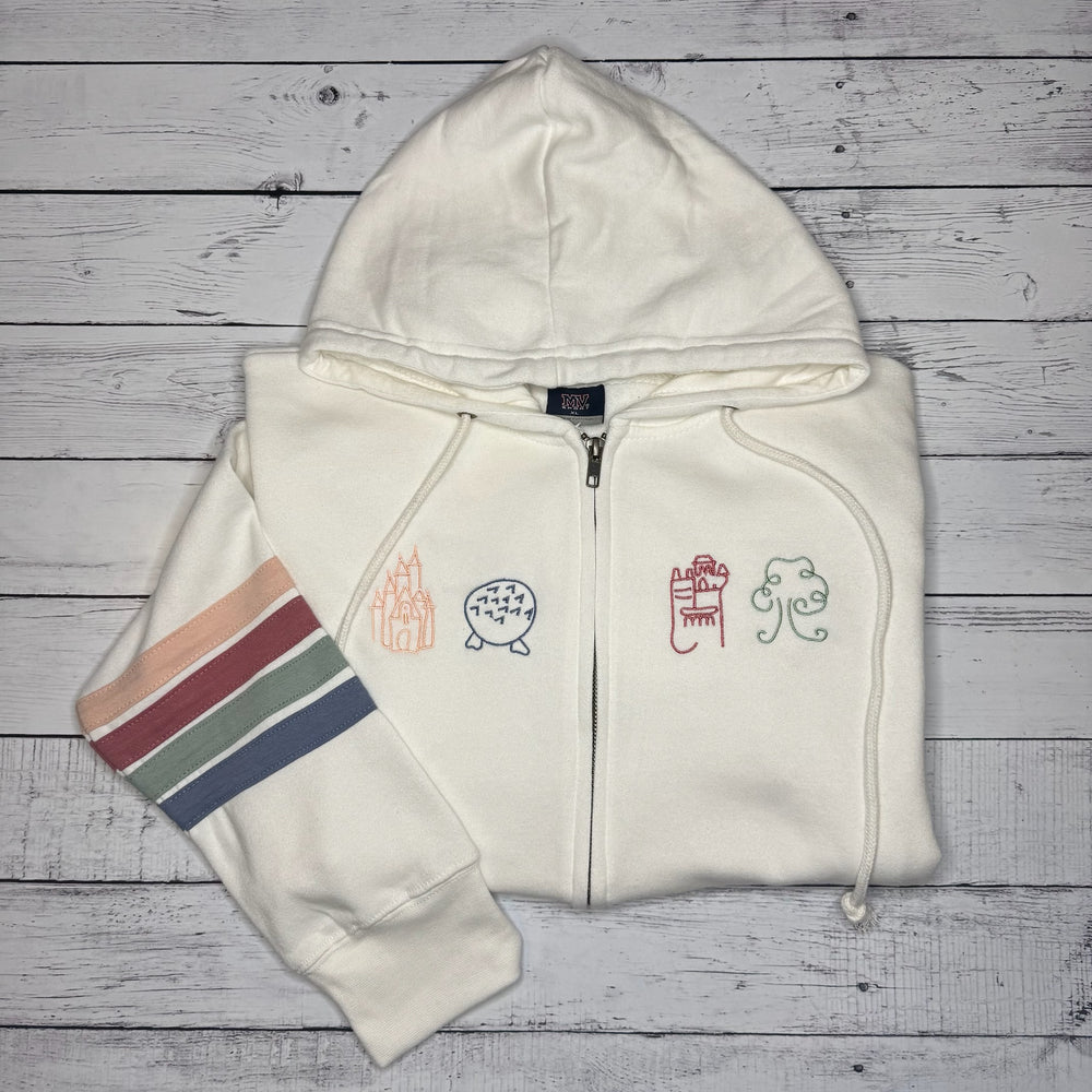 Wonderful World Stripe Sleeve Full Zip Sweatshirt