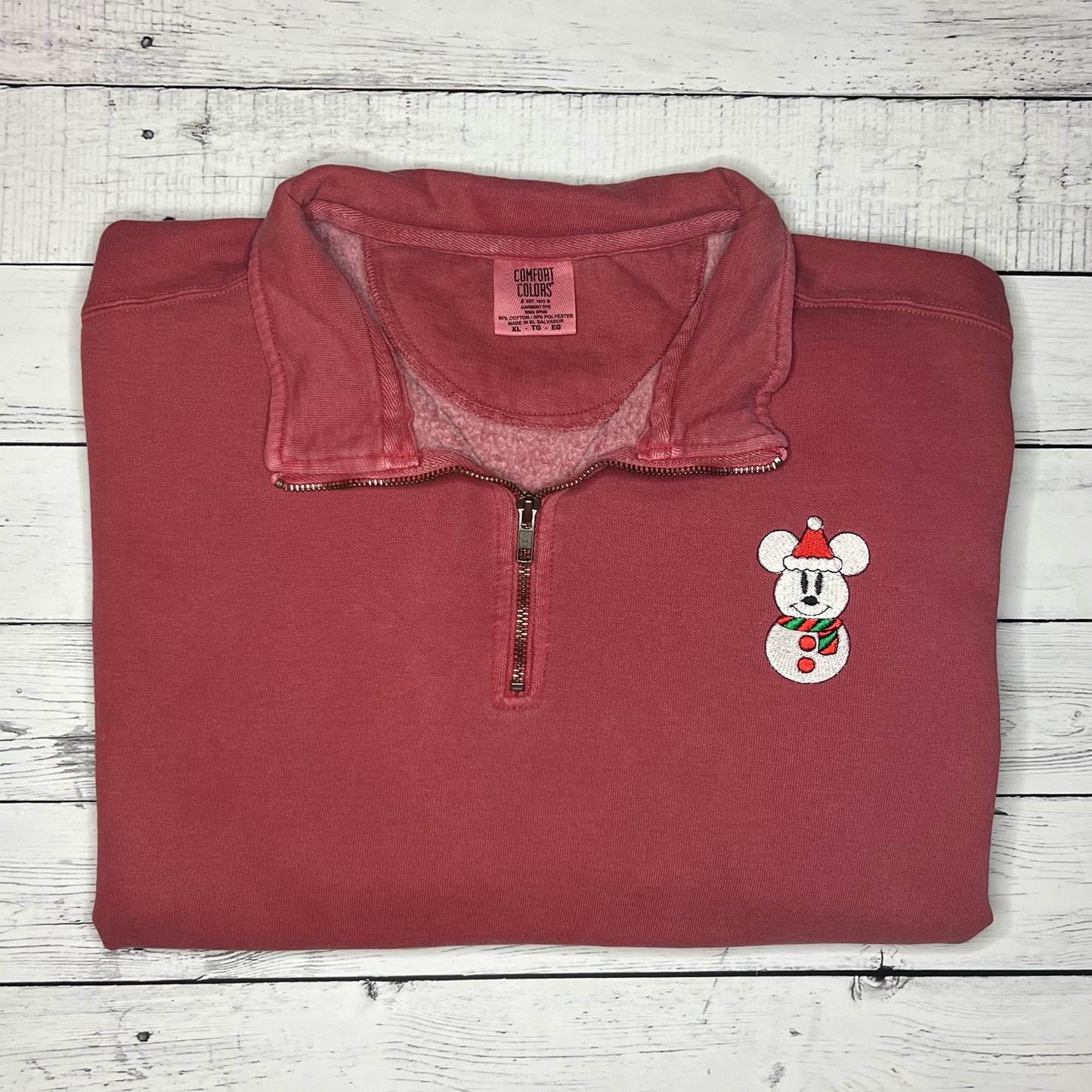 Snowman Washed Red Quarter Zip