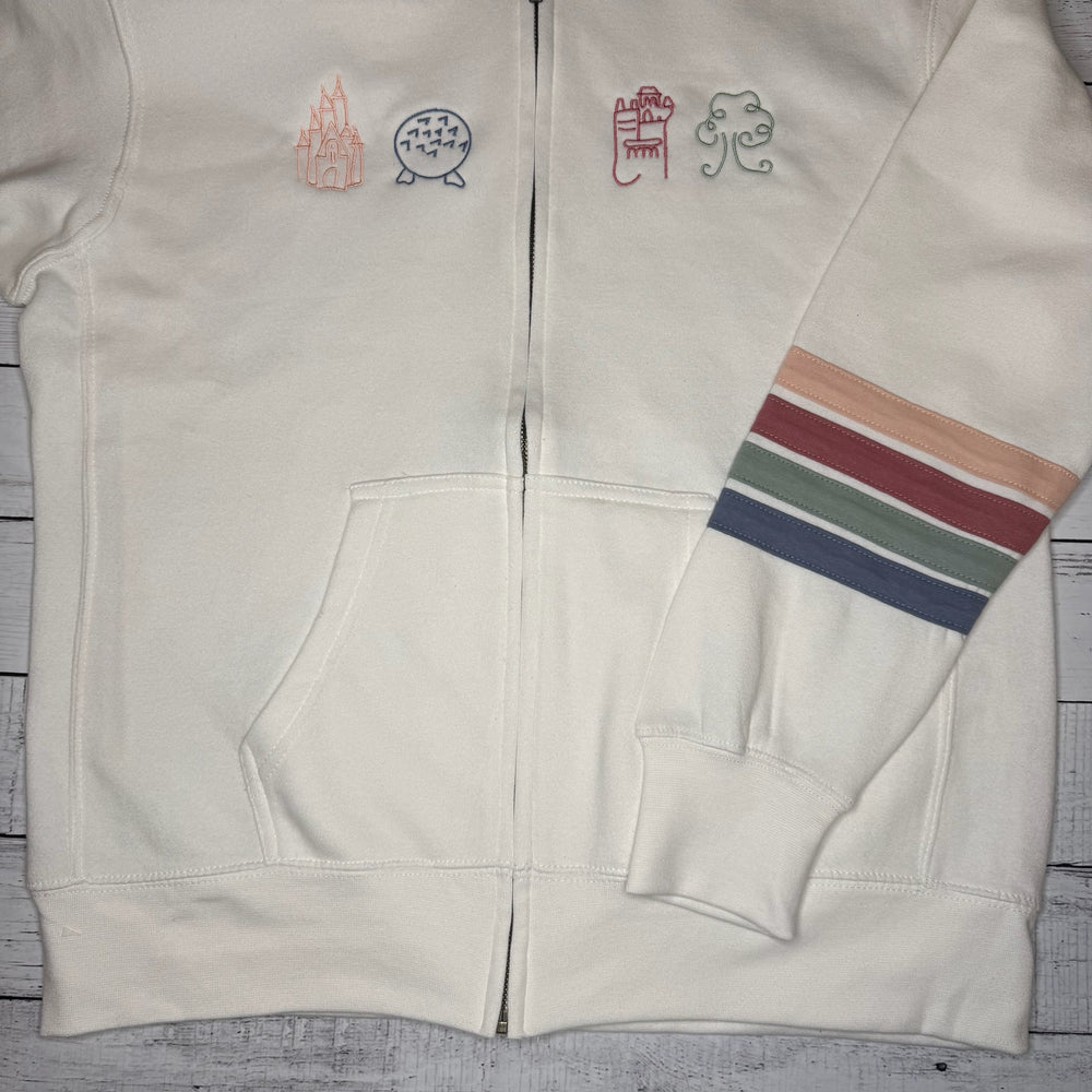 
                      
                        Wonderful World Stripe Sleeve Full Zip Sweatshirt
                      
                    