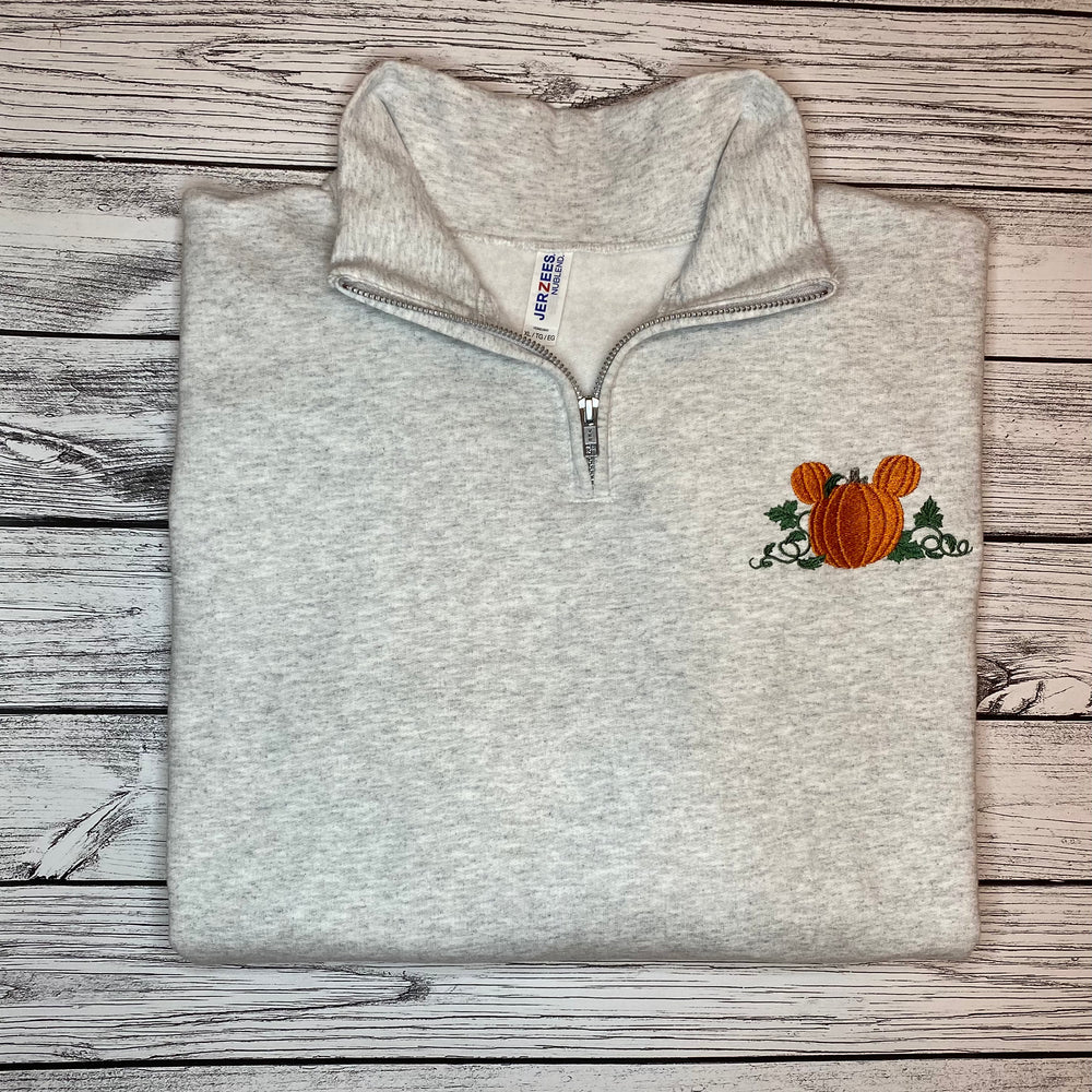 Pumpkin and Leaves Quarter Zip Sweatshirt